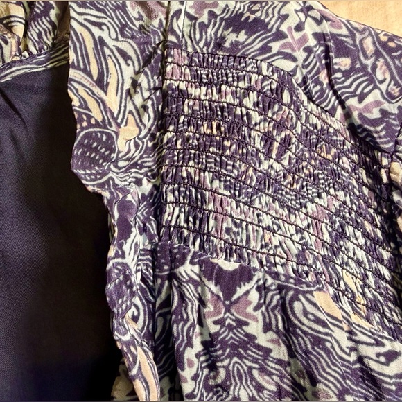 Sundance Mini Dress Tie Waist Navy Blue / White Geo Paisley Print Boho XL - Picture 6 of 13